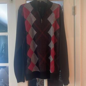 Leonardo Gavino Red and Black Argyle Sweater in size XXL